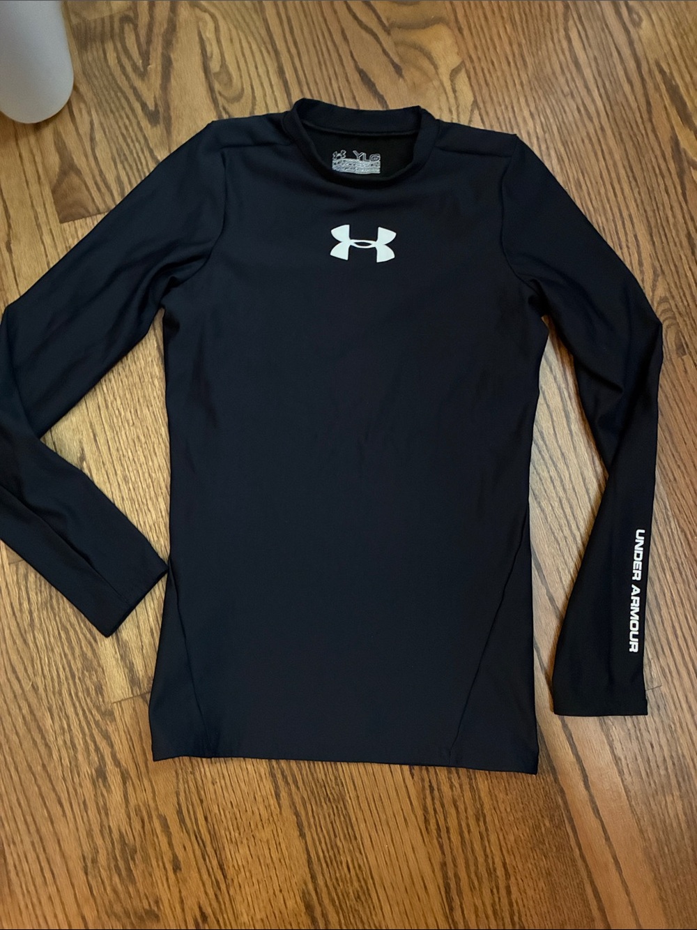 Under Armour black long sleeve  Compression Top Large white logo cold gear layer